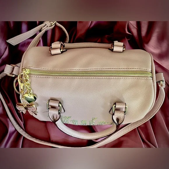 Juicy Couture ‘Be Classic’ Dusty Blush Rhinestone Satchel Crossbody Bag & Charm - Picture 10 of 14